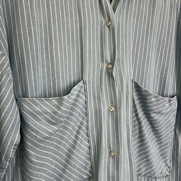 Zara - Light Blue White Stripe Button Down Lightweight Midi Dress Size Medium - Picture 9 of 11